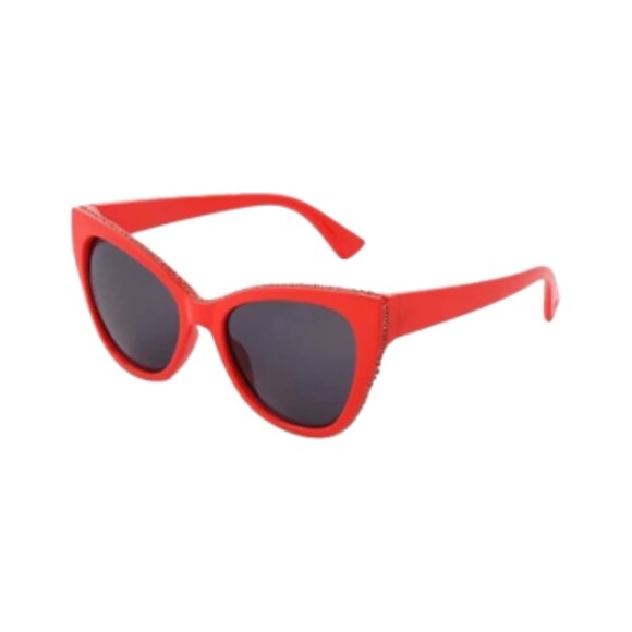 Betsey Johnson Fashionista Cat Eye Red + Red Rhinestones Sunnies Sunglasses NWT